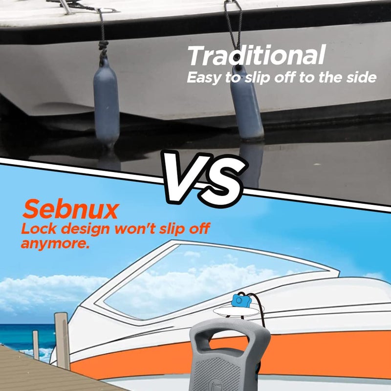 Sebnux Portable Boat Fender Boat Bumper for Docking Portable EVA Pontoon Boat Fender Pontoon Boat Fender Ideal for Fishing Boat  Pontoon Boat  PWC and Jet Ski (Grey Shield Shape 1Pack) - Image 3